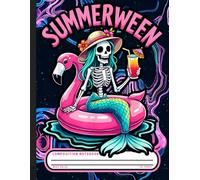 Composition Notebook: Summerween Mermaid Skeleton with Beach Flamingo Halloween Girl Theme, Whimsical Journal for Students, School, Teachers, and Seasonal Aesthetic Lovers
