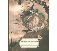 Composition Notebook: Vintage Aesthetic College Ruled With Witch And Black Cat Cover Design