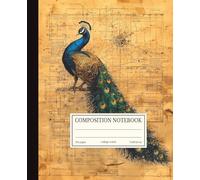 Composition Notebook Vintage Steampunk Mechanical Peacock Design | 7.5x9.25 in | 110 Pages | College Ruled
