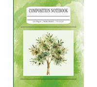 Composition Notebook: Watercolor Botanical Tree : Wide Ruled, 7.5 x 9.25, 110 pages, For kids, teens, and adults