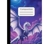 Composition Notebook: White Dragon Flying at Night Design with 120 Pages, College Ruled, 7.5 x 9.5