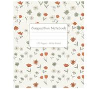Composition Notebook: Wide Ruled: 120 Pages, 7.5 x 9.25 Inch, Minimalist Boho Terracotta Floral Pattern, Aesthetic Lined Journal for School, Students, and Office