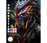 Composition Notebook Wide Ruled: 120 White Paper Pages Gray Lined 60 Sheets for School or College Student Teacher Class Office Work Journal Creative ... 7.5 x 9.25 Inch Alien Predator Warrior 16.