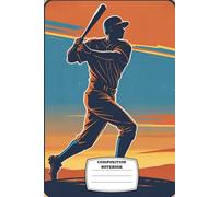 Composition Notebook: Wide ruled, 6x9", 120 pages - Classic Americana-Style Book Featuring a Dynamic Baseball Player Silhouette - Perfect for School Notes, Lineups, or Creative Writing