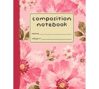 Composition Notebook: Wide Ruled | 7.5 x 9.25 | 120 Pages | Painterly Petals: Pretty in Pink Blooms Edition - Glossy