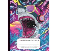 Composition Notebook Wide Ruled Boys Shark Lined Journal for Kids and Teens Gift Notebook Primary School Supplies 110 Pages Colorful Blue Neon ... Journal for First Grade Creative Students