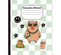 Composition Notebook Wide Ruled: Cute Kawaii Capybara Lined Journal for Kids Grades 3-5 | Trendy Aesthetic Checkerboard Back to School Supplies | 100 Pages