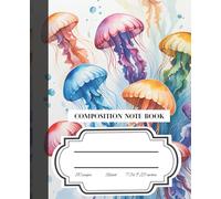 Composition notebook Wide Ruled for college-Vintage Jelly fish illustration: Aesthetic jellyfish notebook for school,colloge,work and office work