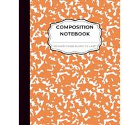 Composition Notebook - Wide Ruled, Orange Marble Composition Book, 100 pages, 7.5 x 9.25 inches