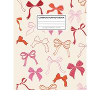 Composition Notebook Wide Ruled: Peach Background with Pink, Red & Orange Bows: Pretty Coquette Aesthetic Notebook for School, Writing & Everyday Use
