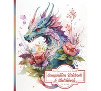 Composition Notebook Wide Ruled & Sketchbook: Beautiful Aesthetic Watercolor Floral Dragon Illustration: Journal for Back-to-School Kids, College for ... for Adults - Ideal Birthday & Christmas Gift