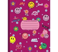 Composition Notebook Wide Ruled: Smiley Face and Positive Words Aesthetic on Pink Background for Girls, Teen Girls and Women - 7.5 x 9.25" 110 Pages.