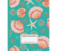 Composition Notebook Wide Ruled: Trendy Pink Seashells on Teal: Fun Ocean-Themed Journal for School, Home, or Creative Writing