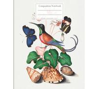 Composition notebook with birds, butterflies and shells. Charming decorative composition.: Notebook with lines for home notes and recipes, school and work. College Ruled, 7.5 x 9.25 Inches, 110 pages