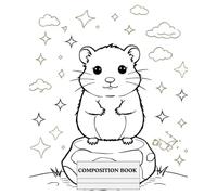 Composition Notebook with cute hamster Coloring Cover for Kids & Adults ,Back to School Supplies: Office and Work Supplies , Wide Ruled Notebook