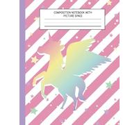 Composition Notebook with Picture Space: Alicorn Unicorn with Wings | Draw & Write Journal Exercise Book for Kindergarten - 2 Girls | 120 Recycled Pages