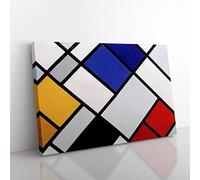 Composition Vol.3 By Theo Van Doesburg Classic Painting Canvas Wall Art Print Ready to Hang, Framed Picture for Living Room Bedroom Home Office Décor, 50x35 cm (20x14 Inch)