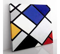 Composition Vol.3 by Theo Van Doesburg Classic Painting Canvas Wall Art Print Ready to Hang, Framed Picture for Living Room Bedroom Home Office Décor, 50x50 cm (20x20 Inch)