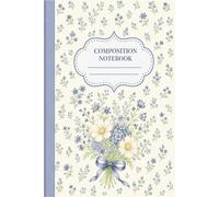 Composition Wide Ruled Notebook:: Blue Floral Illustration, for School, College, Work & Journaling