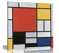 Composition with Large Red Plane By Piet Mondrian Canvas Pictures Framed Prints Wall Art Home Office Framed Hanging ArtLarge 86 x 86 cm (34 x 34 inches)