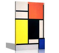Composition with Red Yellow Black Blue and Grey Piet Mondrian Canvas Prints Framed Wall Art Wall Decor Stretched Ready to Hang 20 x 30cm (8 x 12 inches)