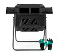 Compost Bin 160L Dual Chamber Composting Tumbler 360° Rotatable Tumbling Compost COSTWAY Black One Size