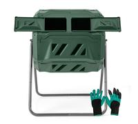 Compost Bin 160L Dual Chamber Composting Tumbler 360° Rotatable Tumbling Compost COSTWAY Green One Size