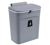 Compost Bin 9L Wall Mounted Trash Can with Lid for Kitchen, Bathroom, Office, Camping, Closet, and Toilet - Small Hanging Waste Container