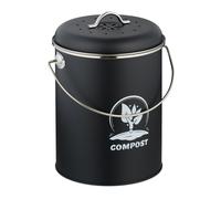 Compost Bin Bio Organic Food Waste Caddy Kitchen Odour Filter Metal 5.5 Litres