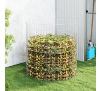 Compost Bin Galvanised Steel Silver Ø100 x 100 cm Mesh Garden Composter Durable