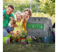 Compost Bin Tumbling Dual Chamber 360 Rotating Composter 160 Litre