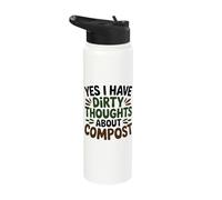 Compost Dirty Thoughts Funny Gardening Humor Stainless Steel Insulated Water Bottle