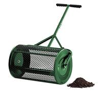 Compost Spreader Peat Moss Spreader, Lightweight Metal Mesh Manure Spreader with Adjustable T Shaped Handle for Planting & Seeding, Fertilizer Spreaders for Lawns & Garden