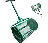 Compost Spreader Roller 32/40x60cm, Peat Moss Spreader with T Handle, Lawn Top Dressing Spreader for Top Soil Sand Manure Mulch, Garden Roller for Grass Seed Fertilizer Diameter 40 cm