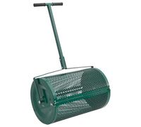 Compost Spreader Steel 75L Green 107.5x65x40cm Ø40x60cm Roller T-Handle Easy-Use