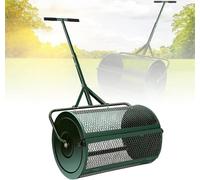 Compost Spreader, Top Soil & Dirt Roller Drop Spreader with Adjustable T-Handle, Lightweight Metal Mesh for Yard & Garden