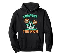 Compost The Rich Skull Daisies Resist Billionaires Punk Pullover Hoodie
