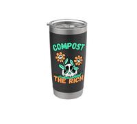 Compost The Rich Skull Daisies Resist Billionaires Punk Stainless Steel Insulated Tumbler