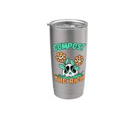 Compost The Rich Skull Daisies Resist Billionaires Punk Stainless Steel Insulated Tumbler