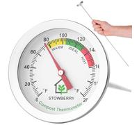 Compost Thermometer 20 Inch - Stainless Steel Soil Temperature Gauge with 2 Inch Dial - Long Probe Thermometer for Garden, Backyard, and Home Composting