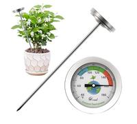 Compost Thermometer - Stainless Steel Fertilizer Test Probe Thermometer, Colour Coded Temperature Guide, Easy-to-Read Garden Soil Accelerator - Earth Waterproof