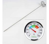 Compost Thermometer Stainless Steel Soil Probe with Long Stem for Backyard Composting, Organic Waste For and Garden Compost Gauge(50cm)