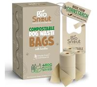 Compostable Dog Poop Bags with Tie Handles Extra Thick Strong Poo Bags Dogs Rolls Unscented Plant Based Plastic Free Dog Waste Home Compostable Poop Bags UK Leakproof for All Breeds 120 Count 8 Rolls
