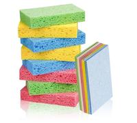 Compostable Pop up Eco Sponges 12PCS, 4 Colours Biodegradable Refill Sponges Reusable Durable Non-scratch Cellulose Pads Sponge Scourers for Dish, Household, Cookware, Bathroom, Kitchen