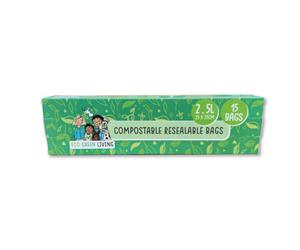 Compostable Resealable Zip Lock Bags Large 2.5 Litre