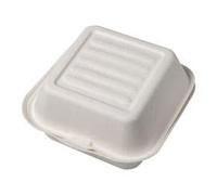 Compostable Sugarcane Burger Box, 6-inch, Pack of 50, Plant-Based Takeaway Box. Eco-friendly hinged packaging