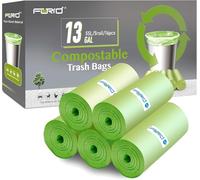 Compostable Trash Bags - FORID 13 Gallon Tall Kitchen Garbage Bags 80 Count Unscented Trash Can Liners 55 Liter Medium Wastebasket Bags for Bathroom Home Bedroom Office Garbage Can (5Rolls/Green)