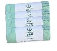 CompostBag 8 Litre (8L) x 100 Bags (4 roll pack) - Compostable and Biodegradable Kitchen Food Waste Bio/Compost Caddy Bin Liners - Certified EN13432…