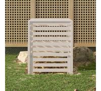 Composter made of solid pine wood, white, 82.5 x 82.5 x 99.5 cm with lid and flap, compost container for garden waste, organic waste, leaves and lawn cuttings with good ventilation