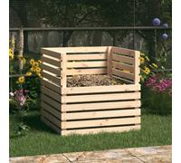 Composter Natural Solid Pinewood 80x80x78cm Outdoor Garden Waste Bin Heavy Duty